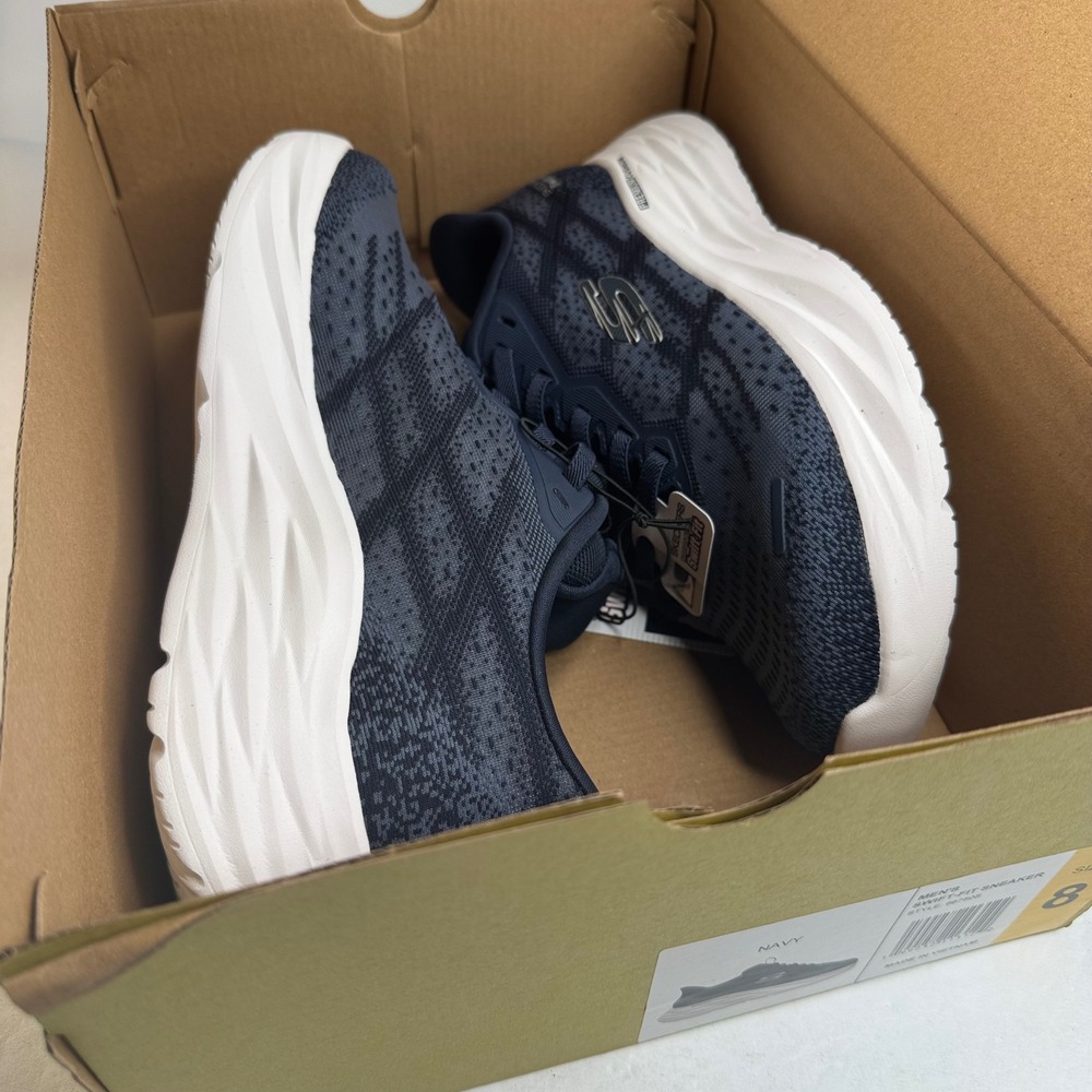 Skechers Hands Free Slip-ins Swift Fit Mens Navy Sneaker 66750S Size 8 - Picture 9 of 9